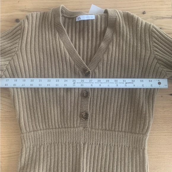 Zara Cable Sweater Shorts Jumpsuit Tan Women’s M NWT - Picture 5 of 12